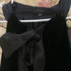 Black velvet halter dress top with silk bow
